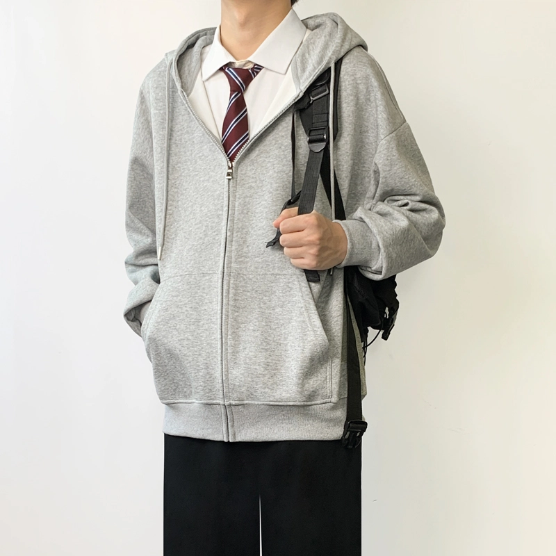 木村叔 连帽开衫内搭叠穿卫衣 男款 灰色