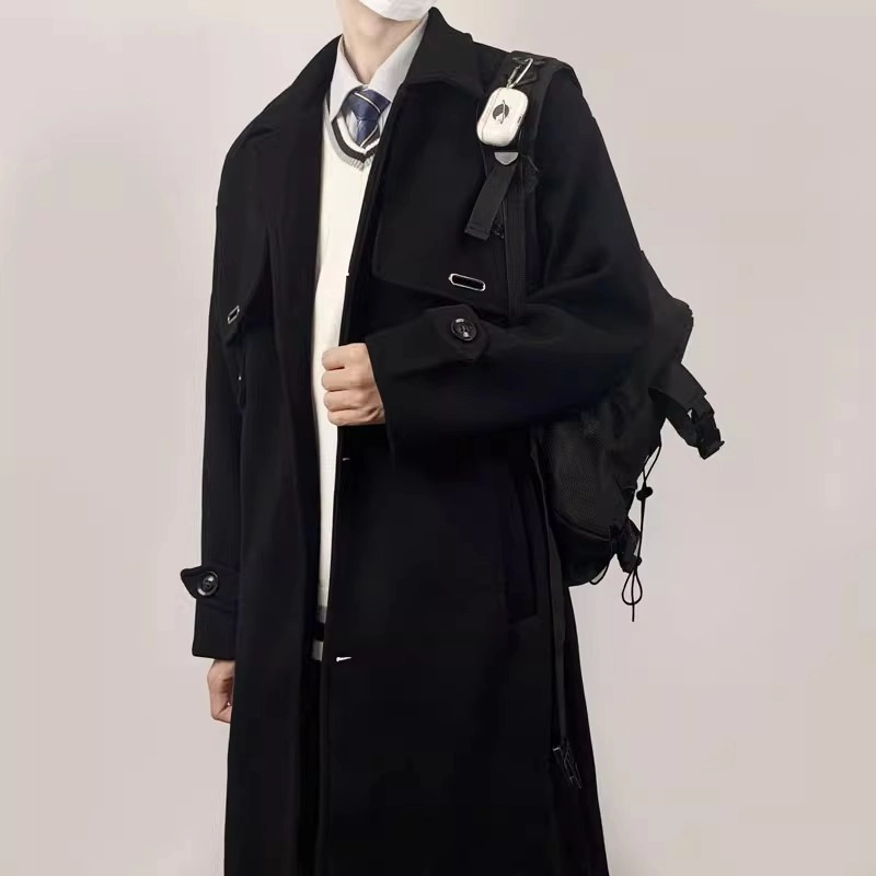 木村叔 学院风双排扣呢子外套大衣 男款