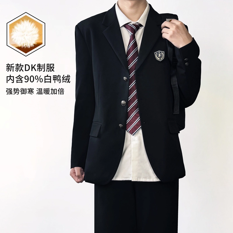 木村叔 保暖薄款羽绒青少年休闲西装 男款 黑色