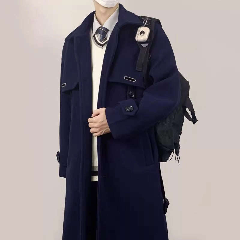 木村叔 学院风双排扣呢子外套大衣 男款