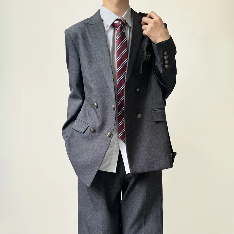 木村叔 原创设计多色西装院风纯色直筒双排扣戗驳领西服制服 男女同款