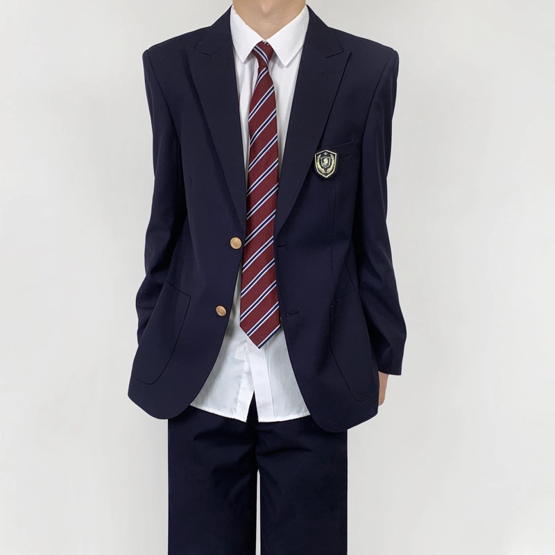 木村叔 酒红色夏季学院风纯色戗驳领宽松型西装 男款
