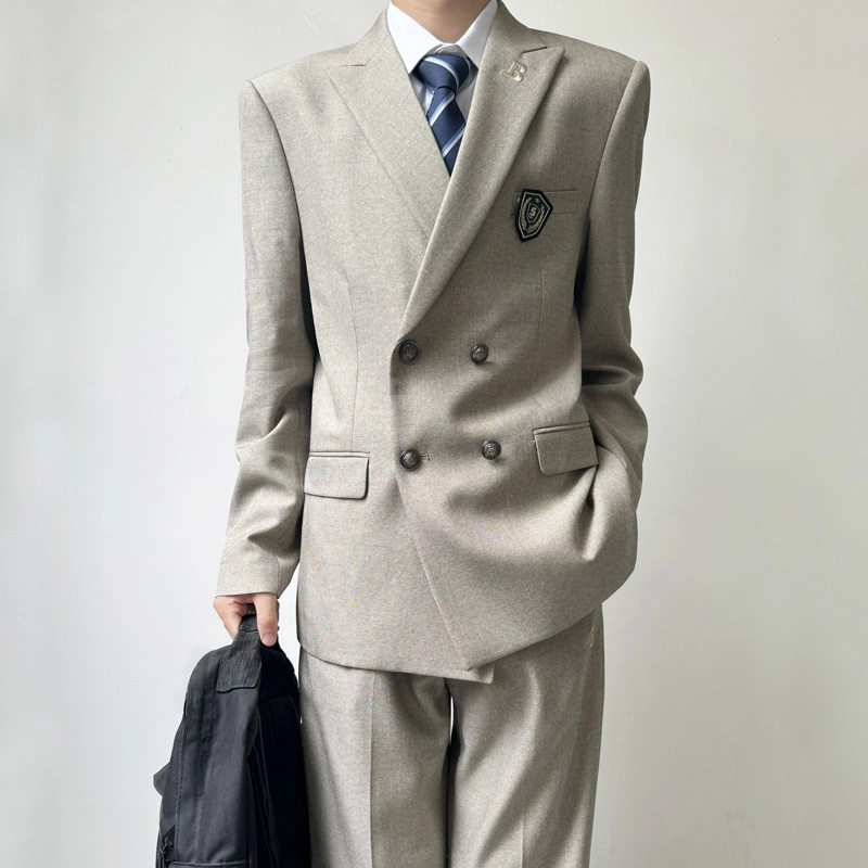 木村叔 原创设计多色西装院风纯色直筒双排扣戗驳领西服制服 男女同款