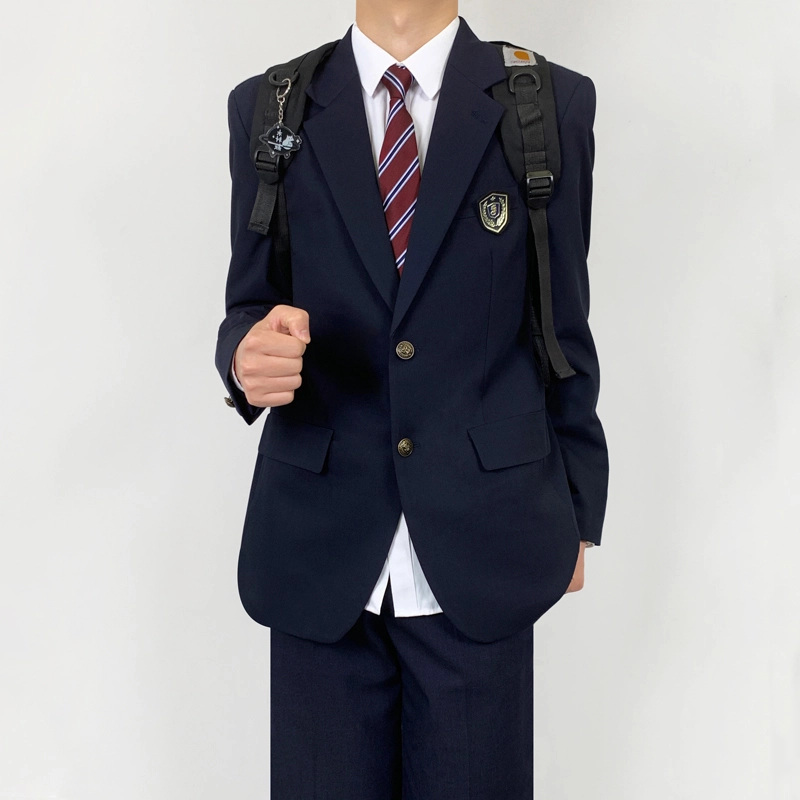 木村叔 日系原创两粒扣黑色纯色平驳领宽松型西装 男款