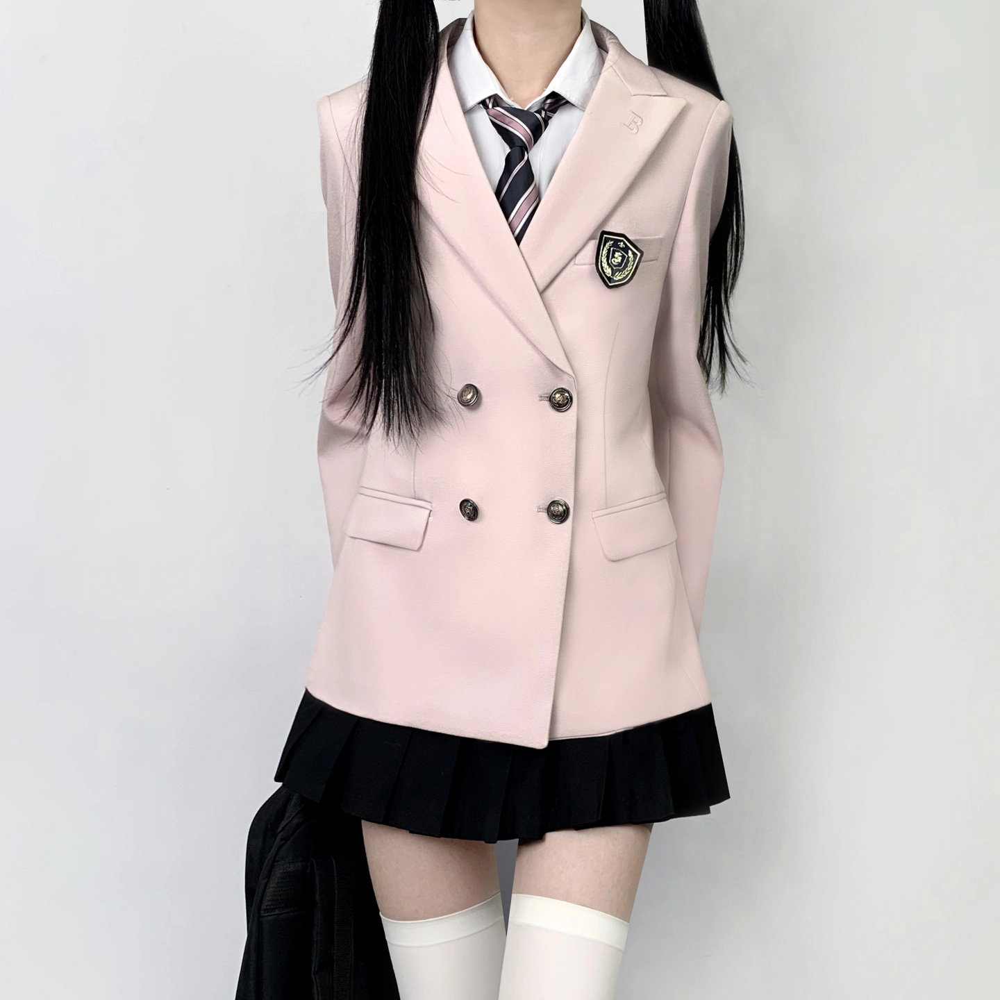 木村叔 夏季学院风女学生双排扣西服套装外套 女款