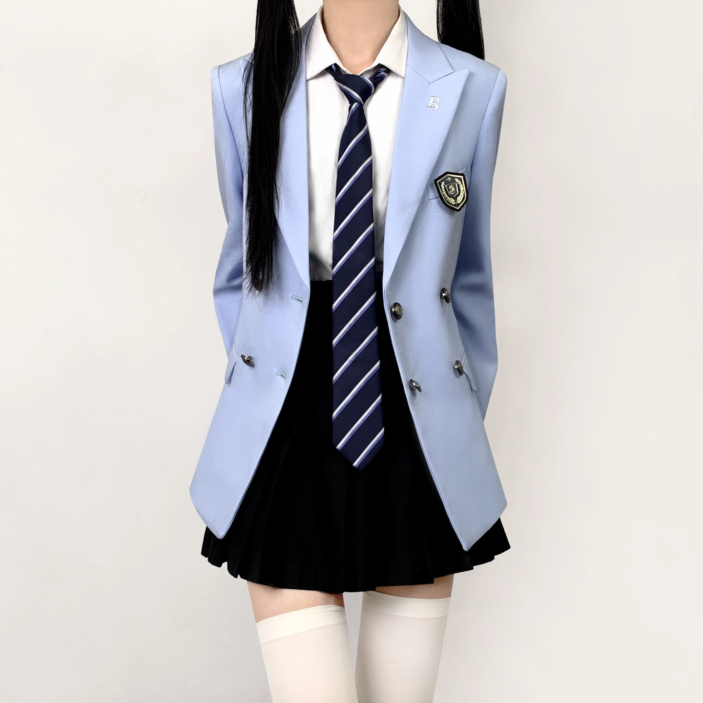 木村叔 夏季学院风女学生双排扣西服套装外套 女款