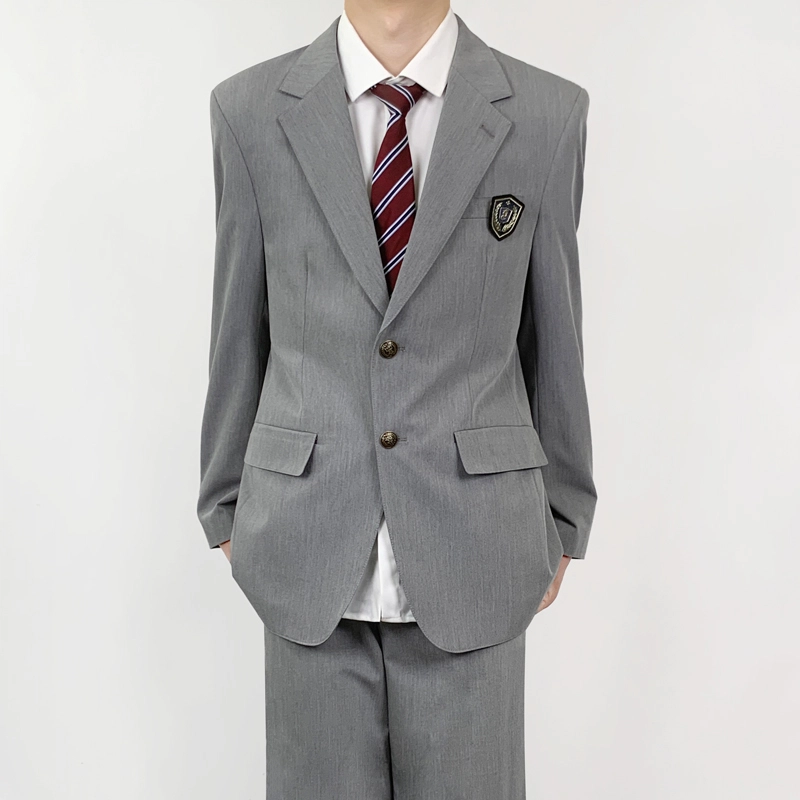 木村叔 日系原创两粒扣黑色纯色平驳领宽松型西装 男款