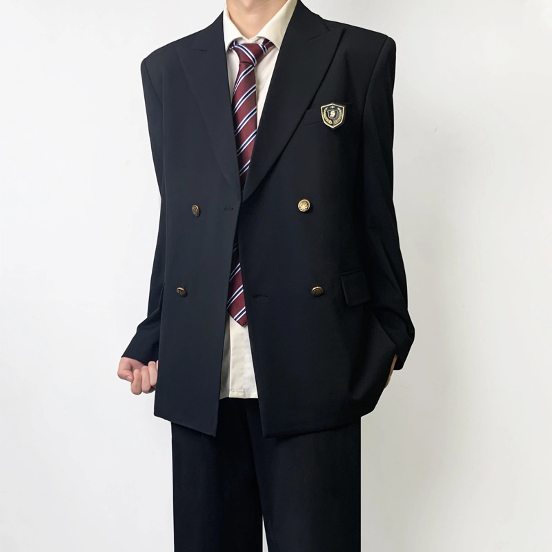 木村叔 双排扣学院风纯色百搭西装 男款