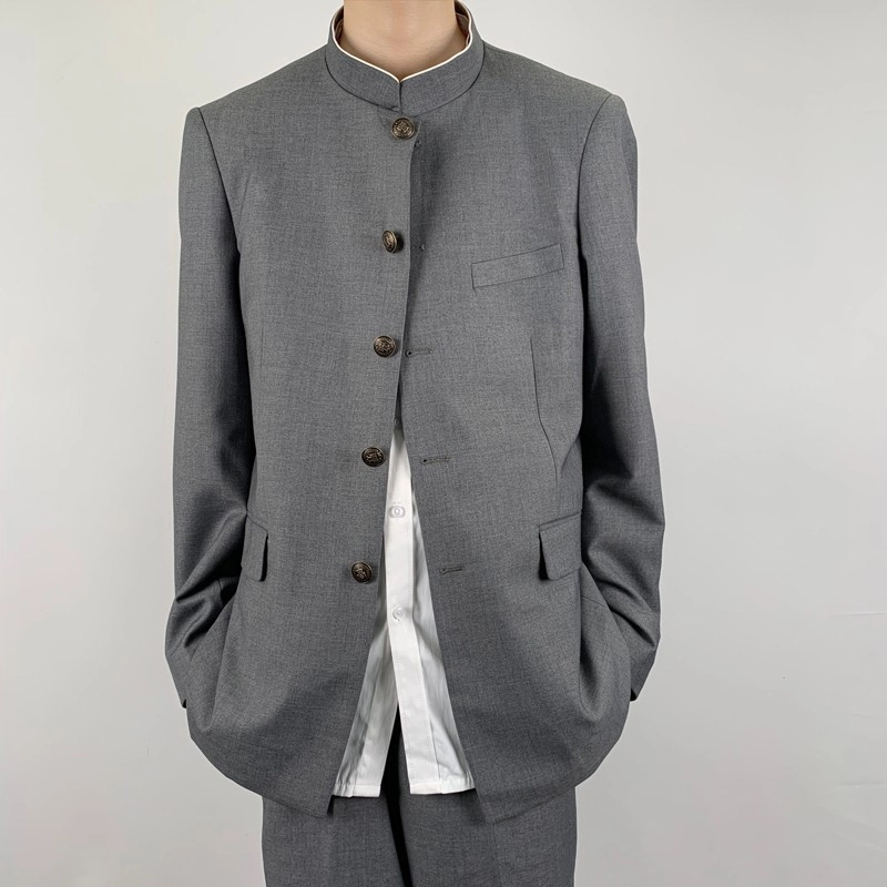 木村叔 日系诘襟学兰服中山装立领西装男复古新中式西服制服 男款