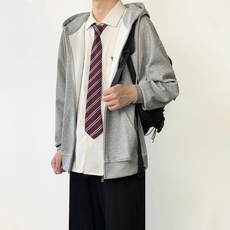 木村叔 连帽开衫内搭叠穿卫衣 男款 灰色