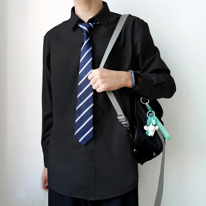 木村叔 内搭领带打底长袖学生日系制服长袖衬衫 男款 黑色