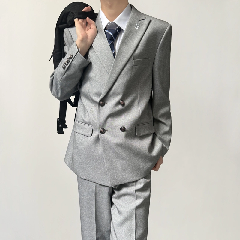 木村叔 刺绣浅薄荷绿初夏季戗驳领宽松型西装 男款