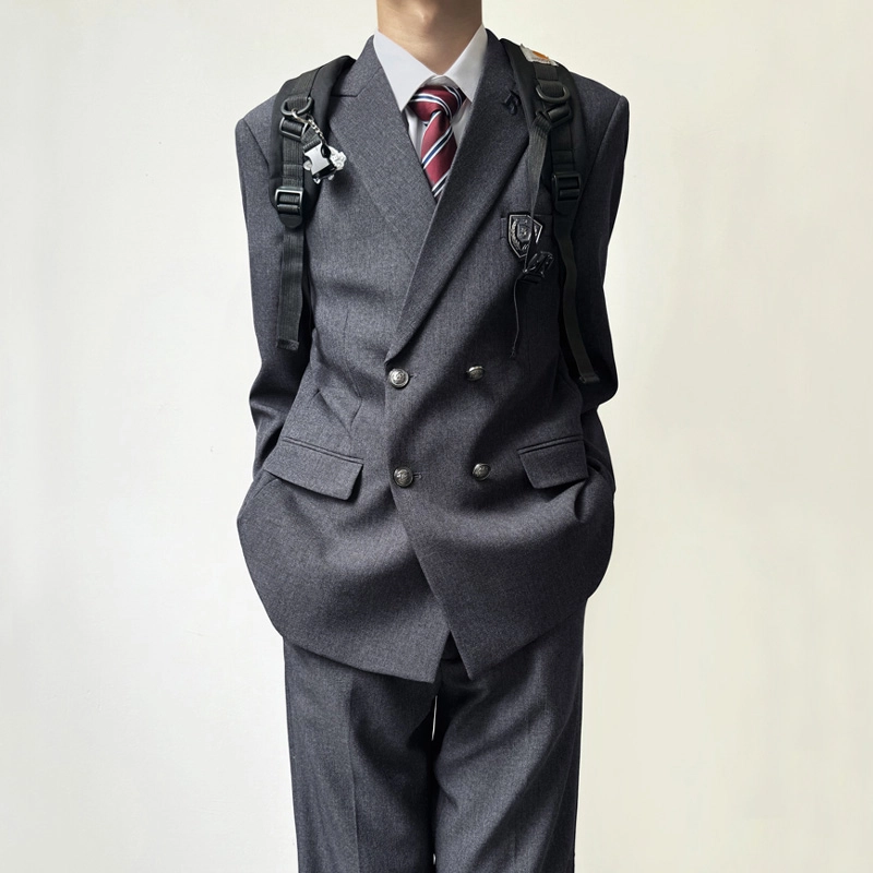 木村叔 原创设计多色西装院风纯色直筒双排扣戗驳领西服制服 男女同款