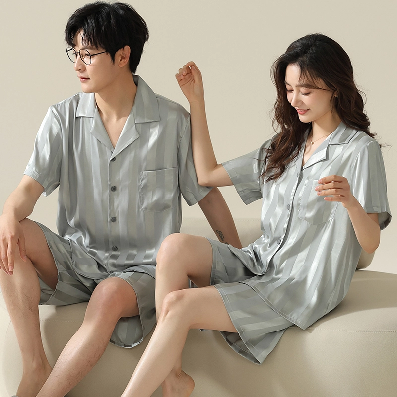 帕兰朵 冰丝短袖轻薄简约时尚亲肤凉感居家休闲可外穿睡衣套装 男女同款
