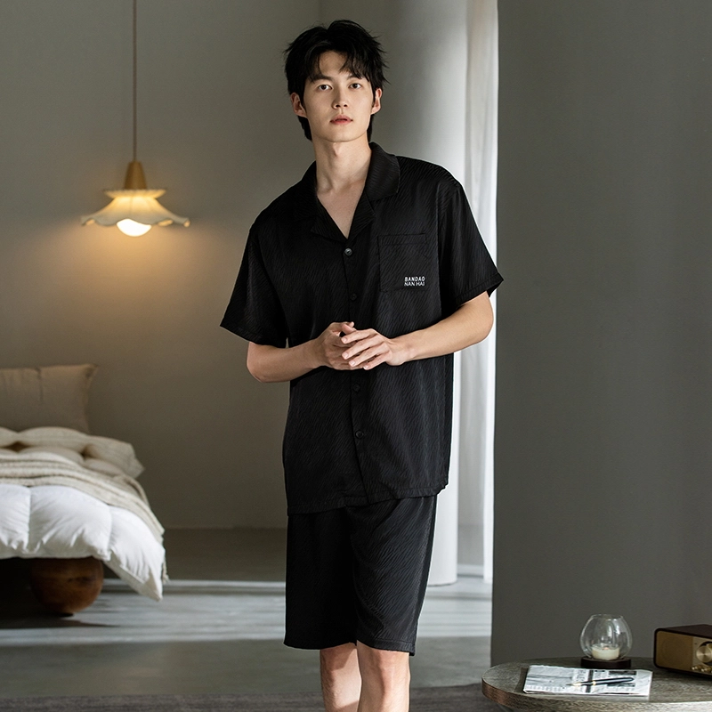帕兰朵 柔软短袖时尚居家休闲可外穿翻领睡衣套装 男款