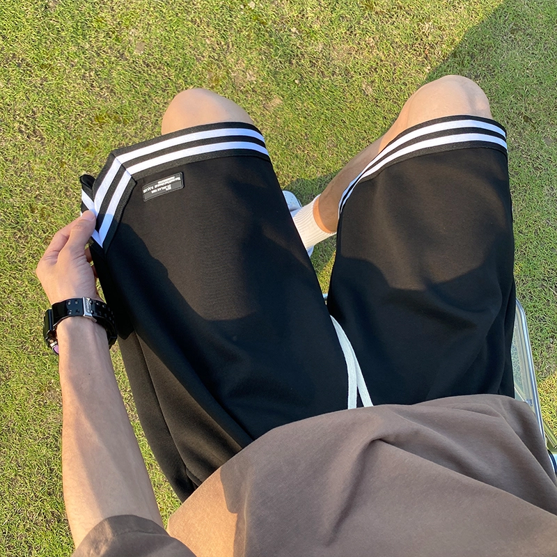 快鱼 薄款凉感美式篮球运动复古潮牌时尚舒适透气弹力五分中腰宽松系带百搭跑步户外通勤休闲短裤 男女同款