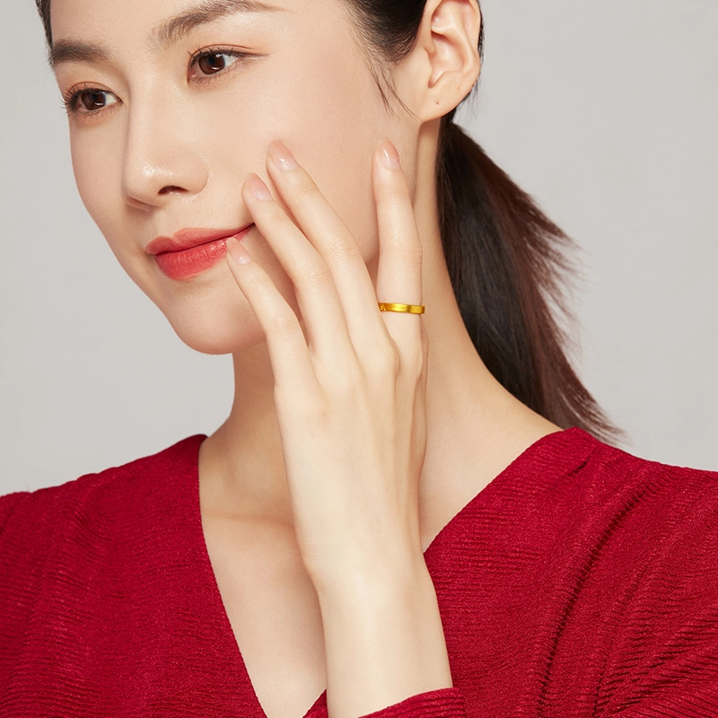 老凤祥 双喜情侣对戒女戒 足金 按克计价 黄金戒指 女款