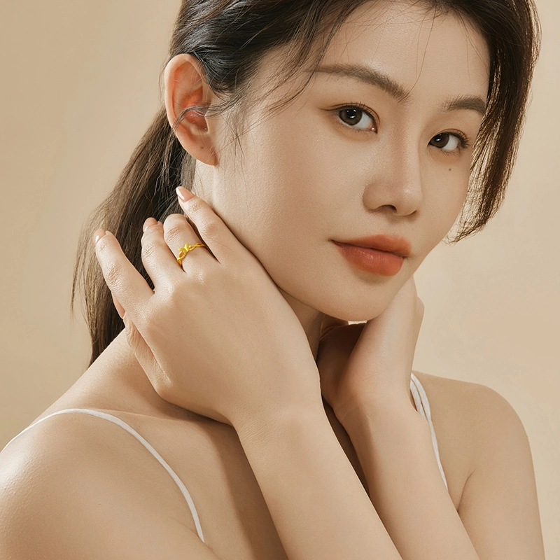 老凤祥 磨砂蝴蝶 足金 按克计价 黄金戒指 女款