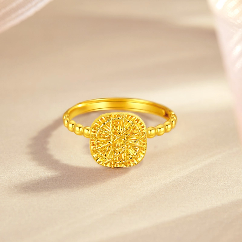 老凤祥 花丝小方糖指环 足金 按克计价 黄金戒指 女款