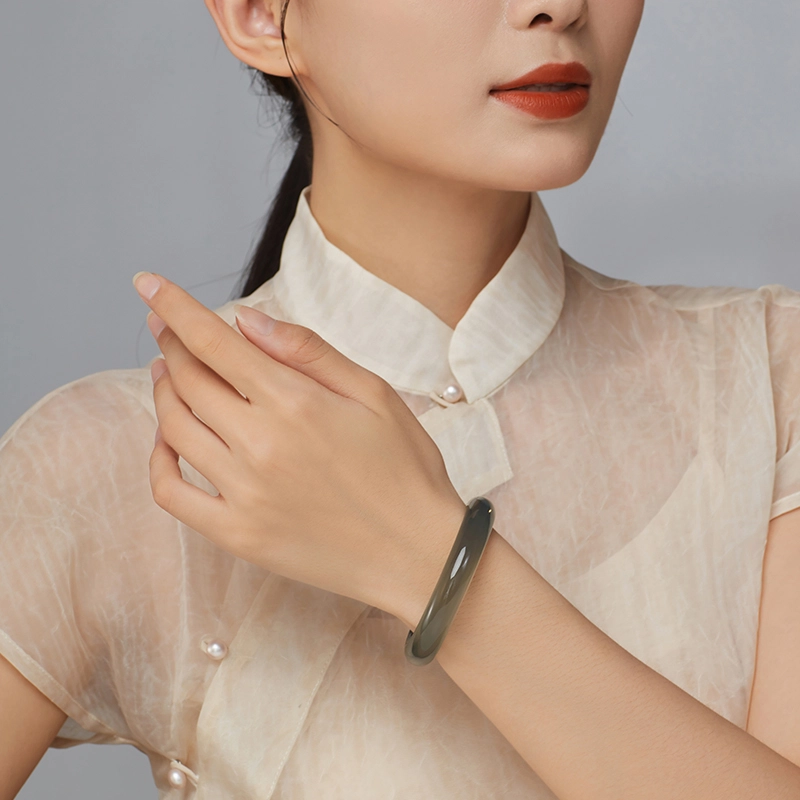 老凤祥 青山黛玉镯 新中式国潮古风美人镯 清冷优雅 汉服旗袍 玉髓 玉石手镯 女款
