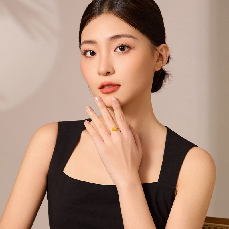 老凤祥 浪漫玫瑰指环 足金 按克计价 黄金戒指 女款