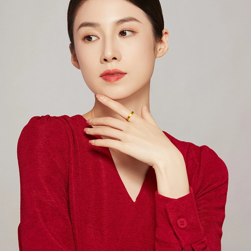 老凤祥 双喜情侣对戒女戒 足金 按克计价 黄金戒指 女款