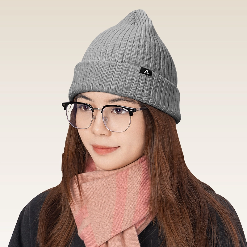 匹克 秋冬保暖针织帽  简约时尚抗静电 腈纶 绒线帽 男女同款情侣款 灰色
