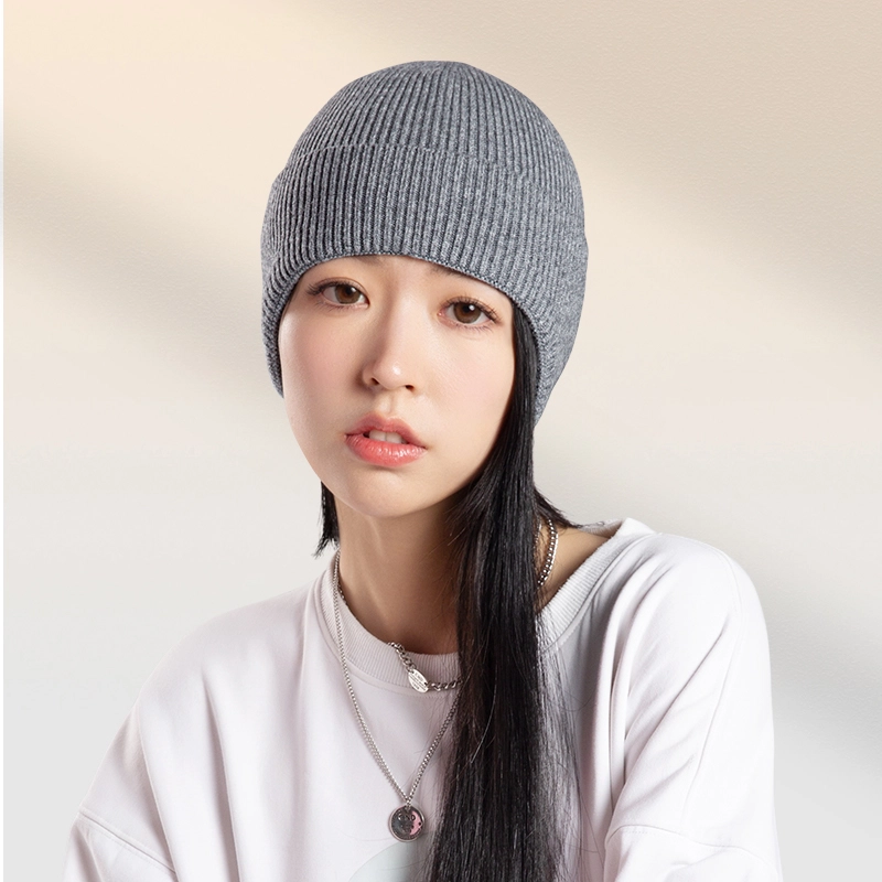 匹克 舒适休闲简约 护耳保暖防寒加绒加厚 粘胶纤维 聚酯纤维 绒线帽 男女同款情侣款 灰色