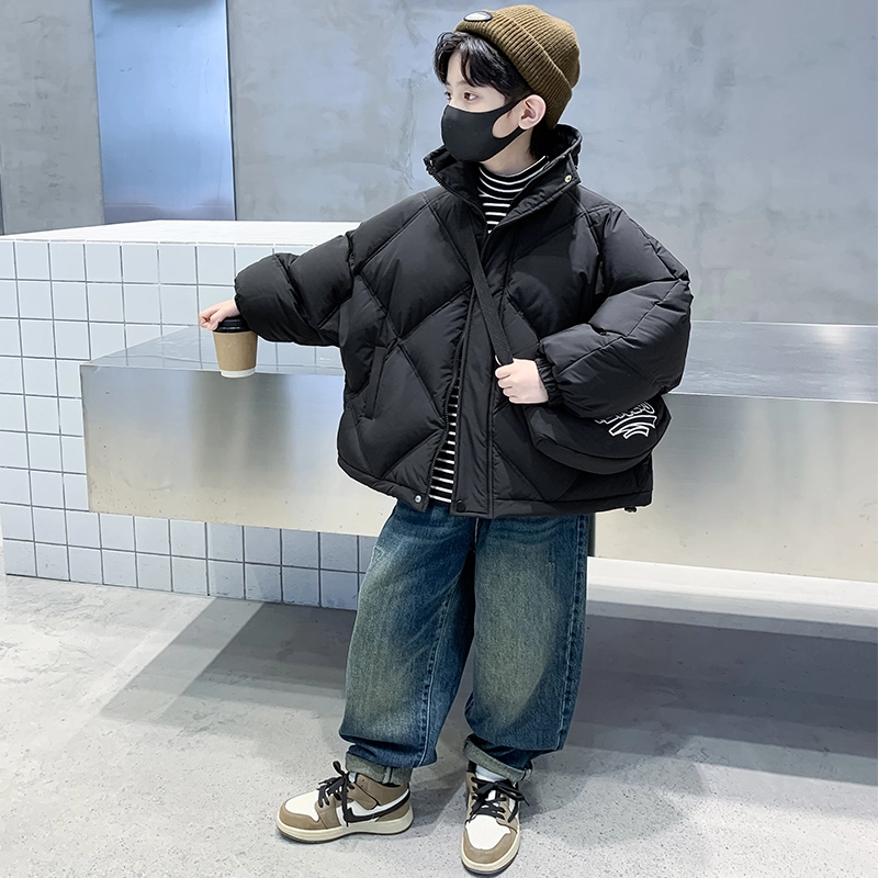 木木屋 时尚洋气立领插肩纯色长袖羽绒服 青少年