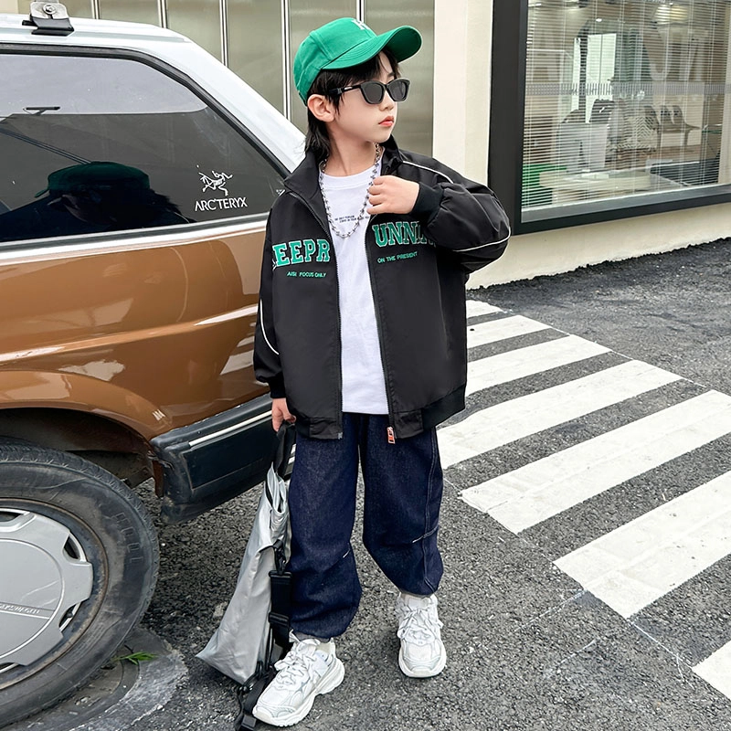 木木屋 复古运动立领侧边条纹舒适柔软轻盈夹克外套 儿童款
