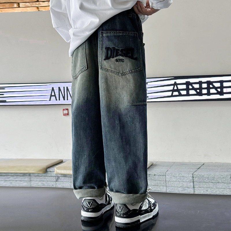 木木屋 松紧腰洋气简约舒适纯色休闲牛仔裤 青少年 蓝色
