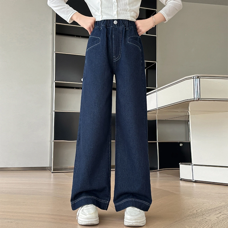木木屋 柔软舒适时尚百搭纯色宽松牛仔裤 青少年 图片色