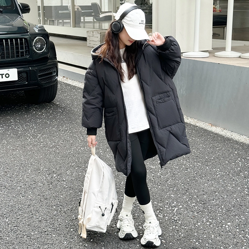 木木屋 连帽洋气休闲纯色长袖羽绒服 青少年
