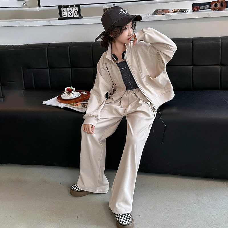 木木屋 半高领舒适亲肤简约拉链长袖纯色长裤休闲运动套装青少年