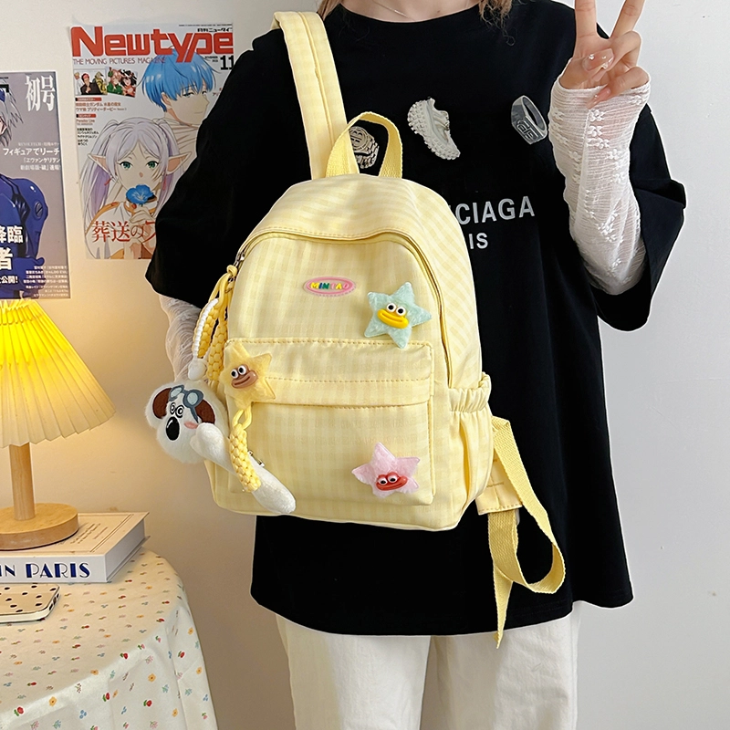 單倉 高颜值格子大容量 尼龙 双肩包 男女同款情侣款 多色