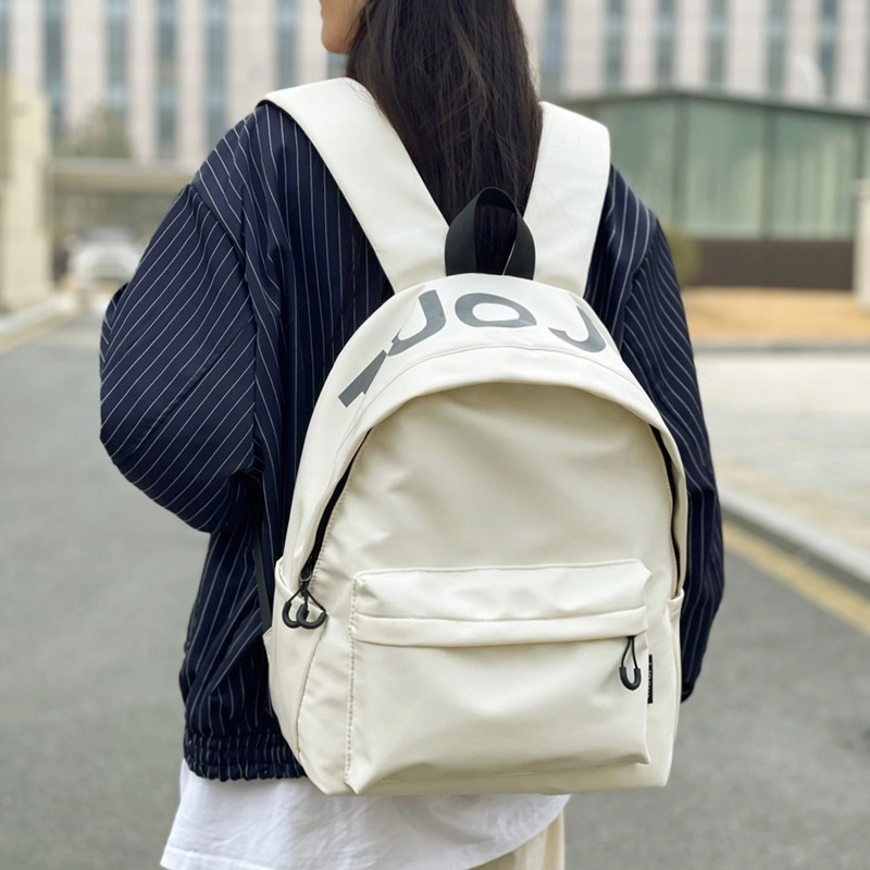 單倉 潮牌小众设计初高中学生大容量轻便减负书包简约学院风通勤百搭旅游背包 尼龙 双肩包 常规 男女同款情侣款 白色/黑色/绿色
