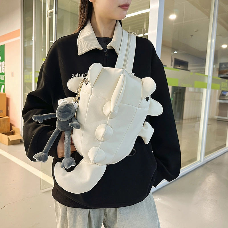 單倉 高颜值设计可爱鲨鱼学生书包潮流通勤百搭 尼龙 背包双肩包 男女同款情侣款 白色/灰色/黑色