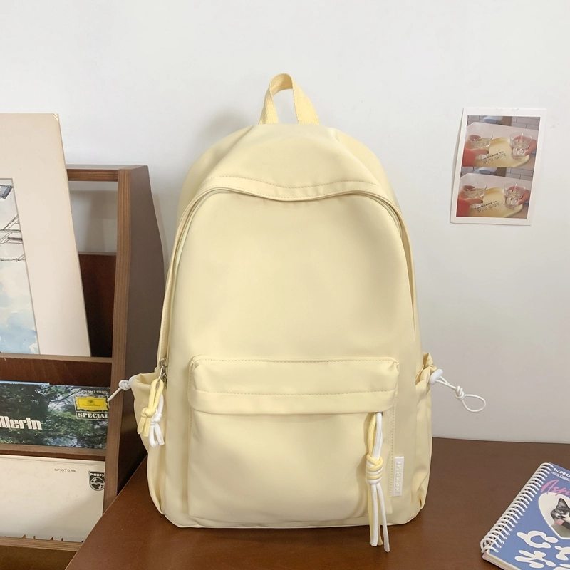 單倉 纯色小清新轻便书包学生小众高颜值 尼龙 背包双肩包 男女同款情侣款 黑色/黄色/桔色/绿色/白色/粉色