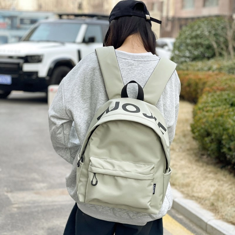 單倉 潮牌小众设计初高中学生大容量轻便减负书包简约学院风通勤百搭旅游背包 尼龙 双肩包 常规 男女同款情侣款 白色/黑色/绿色