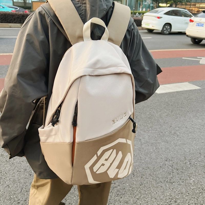 單倉 时尚潮流字母背包初高中学生大容量美式高级耐磨 尼龙 双肩包 男女同款情侣款 多色