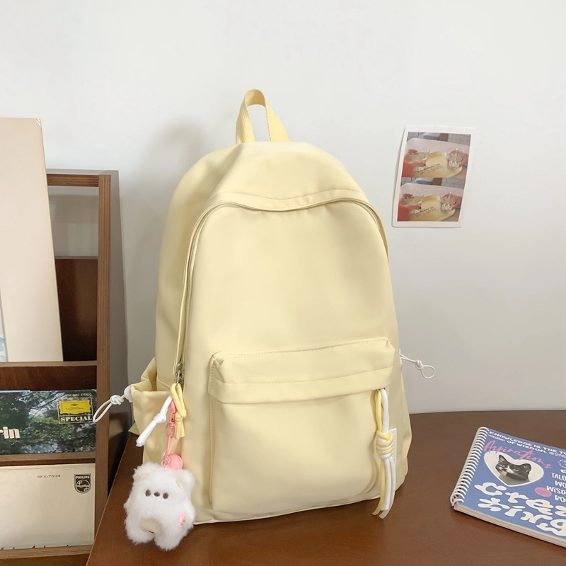單倉 纯色小清新轻便书包学生小众高颜值 尼龙 背包双肩包 男女同款情侣款 黑色/黄色/桔色/绿色/白色/粉色
