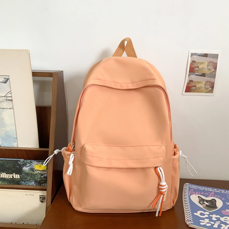 單倉 纯色小清新轻便书包学生小众高颜值 尼龙 背包双肩包 男女同款情侣款 黑色/黄色/桔色/绿色/白色/粉色