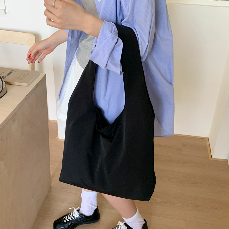 單倉 纯色简约优雅设计轻便耐磨学院风腋下斜挎包初高中学生大容量通勤百搭手提包 布 单肩包 常规 女款 白色/黑色/黄色/蓝色/粉色