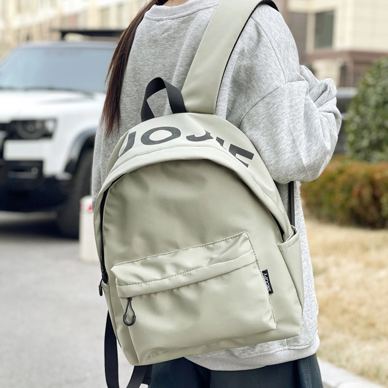 單倉 潮牌小众设计初高中学生大容量轻便减负书包简约学院风通勤百搭旅游背包 尼龙 双肩包 常规 男女同款情侣款 白色/黑色/绿色