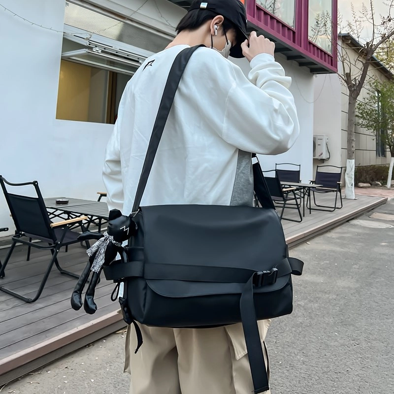 單倉 日韩系工装风休闲简约潮流斜挎包初高中学生大容量通勤百搭腋下手提包 皮膜 单肩包 常规 男女同款情侣款 香槟色/蓝色/黑色