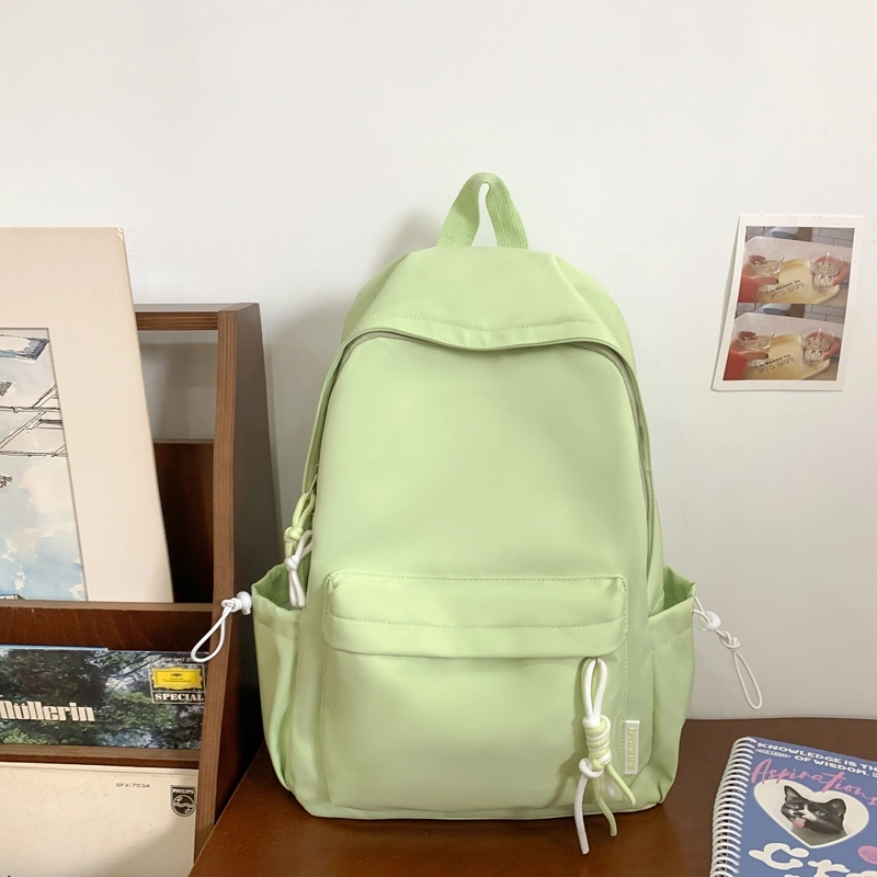 單倉 纯色小清新轻便书包学生小众高颜值 尼龙 背包双肩包 男女同款情侣款 黑色/黄色/桔色/绿色/白色/粉色