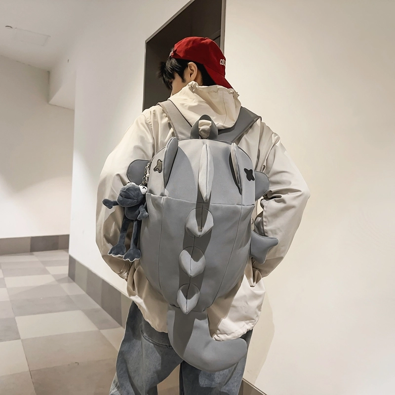 單倉 小众时尚潮流个性大容量百搭 尼龙 双肩包 男女同款情侣款 黑色/灰色/白色