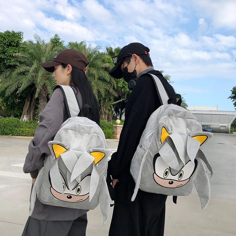 單倉 小众设计休闲百搭个性潮酷书包初高中学生大容量卡通搞怪吸睛 毛绒 电脑背包双肩包 常规 男女同款情侣款 黑色