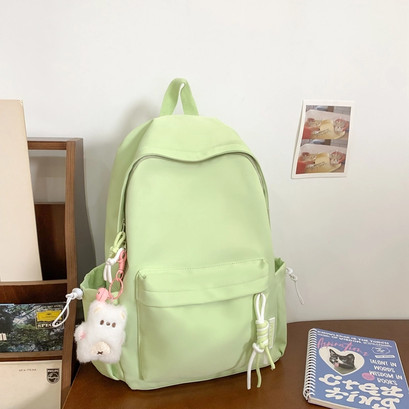 單倉 纯色小清新轻便书包学生小众高颜值 尼龙 背包双肩包 男女同款情侣款 黑色/黄色/桔色/绿色/白色/粉色