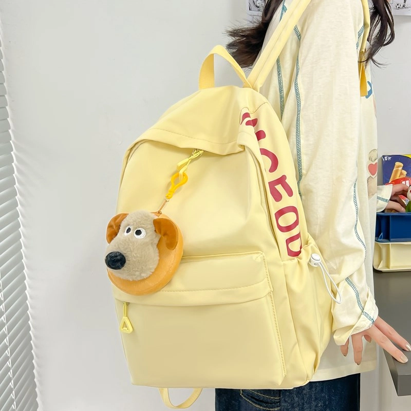 單倉 高颜值可爱搞怪软萌减龄学生休闲逛街通勤 尼龙布 书包背包双肩包 女款 黄色